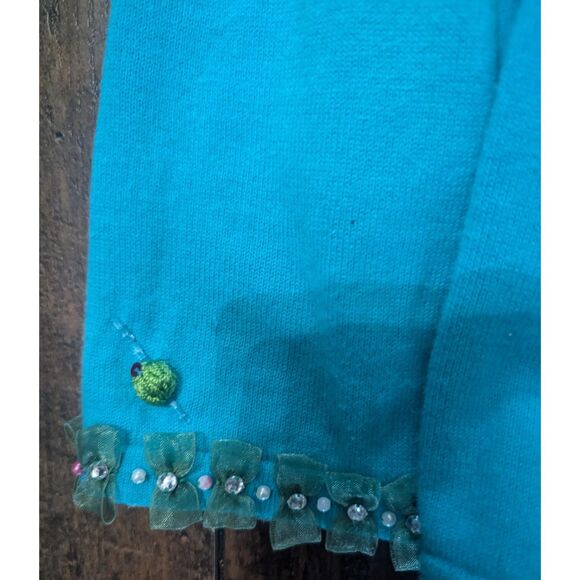 Vintage BERK2 Blue Knit Sweater with Embellished Cats & Martini Design, Size L - Picture 5 of 6
